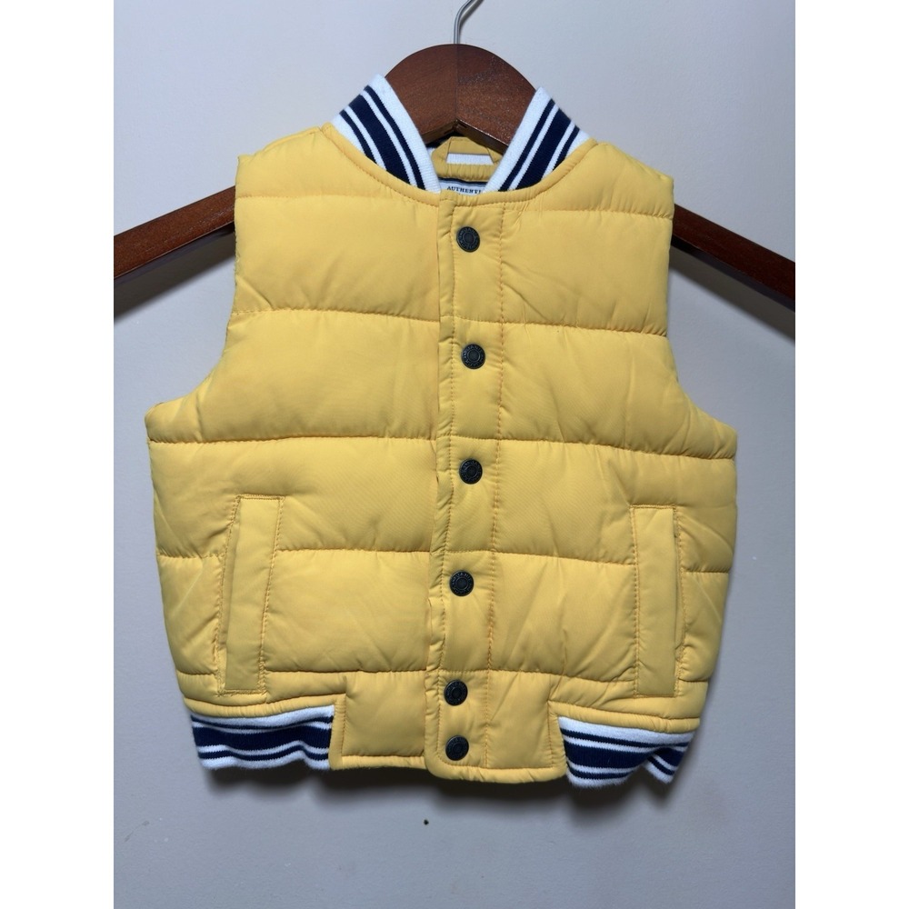 Janie & Jack Infant Boys 12-18 Months Yellow Puffer Vest Snap‎ Warm Bold